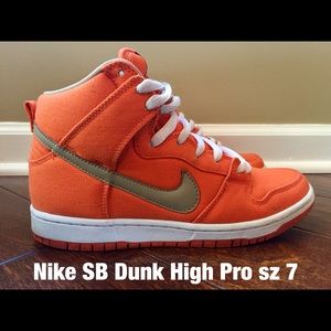Nike SB Dunk Pro High -Orange, bamboo, white sz 7y